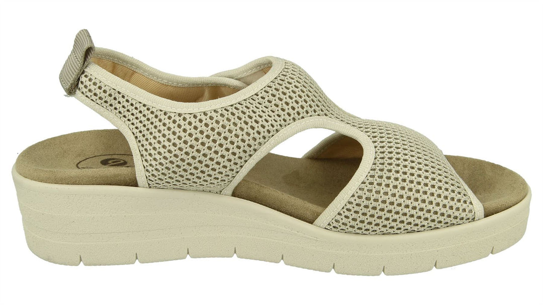 Womens Wide Fit DB Dove Sandals in Silver Grey Textile - Image 14