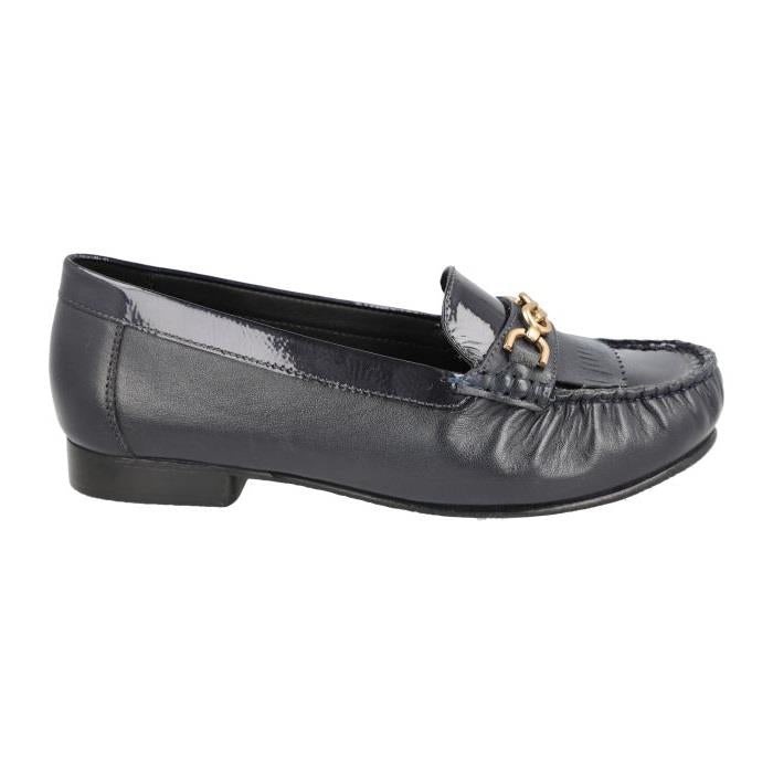 Women's Wide Fit DB Mustang Shoes in Black Leather / Patent - Image 1
