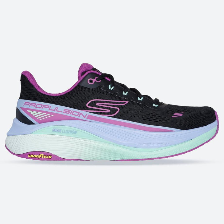 Women's Wide Fit Skechers 128901 Performance Max Cushioning Propulsion Trainers in Black/Purple - Image 1