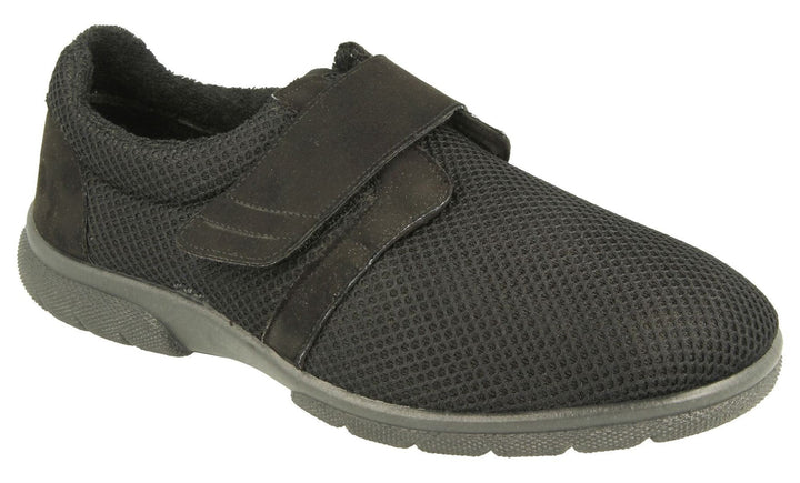 Men's Wide Fit DB Desmond Shoes in Black Textile - Image 1