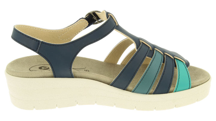 Womens Wide Fit DB Pochard Sandals in Red Multi Synthetic - Image 1