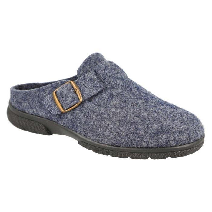 Men's Wide Fit DB Skyfall Mule Buckle Slippers in Navy Felt - Image 3