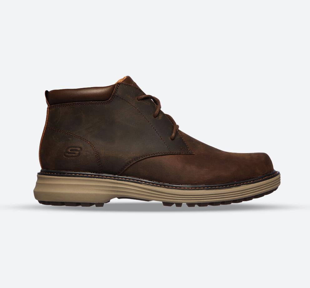 Men's Wide Fit Skechers 204266 Wenson Osteno Boots in Dark Brown - Image 1