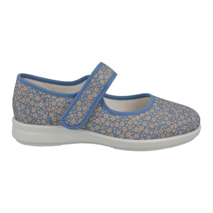 Women's Wide Fit DB Penguin Canvas Shoes in Beige Daisy Print - Image 9