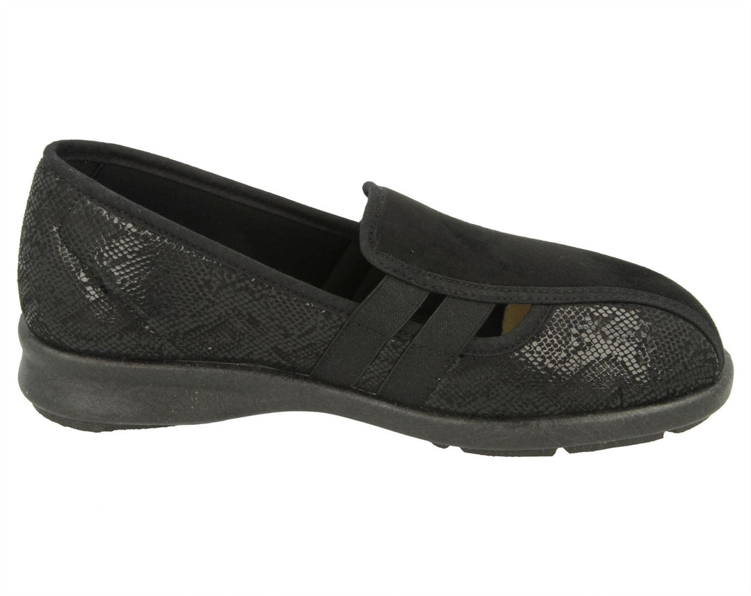 Womens Wide Fit DB Peterborough Shoes in Navy Suedette / Stretch - Image 4