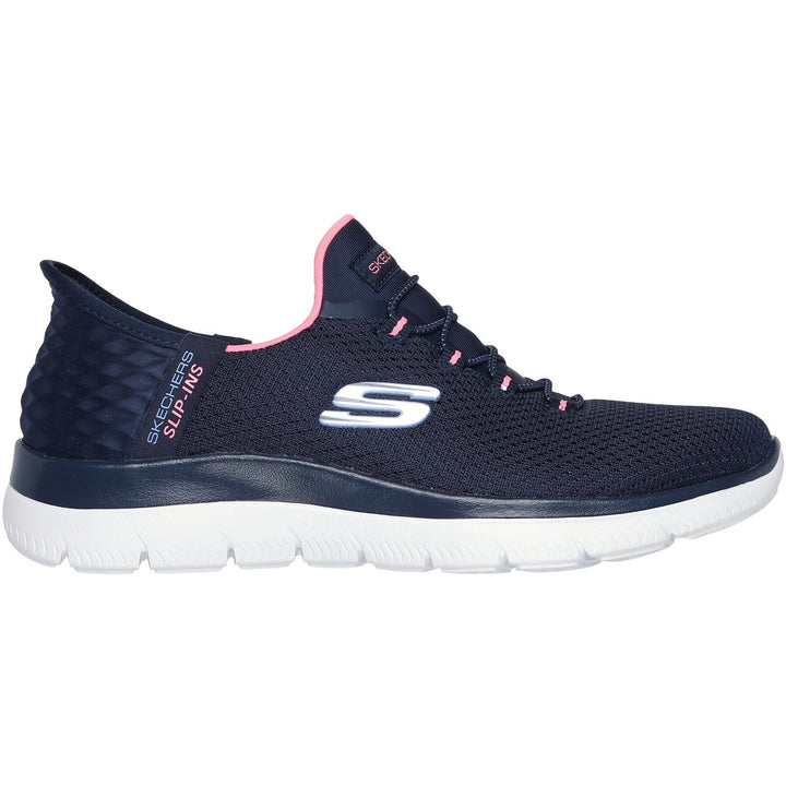 Women's Wide Fit Skechers 150123 Slip-ins Summits Diamond Dream Trainer in Navy/Pink - Image 1