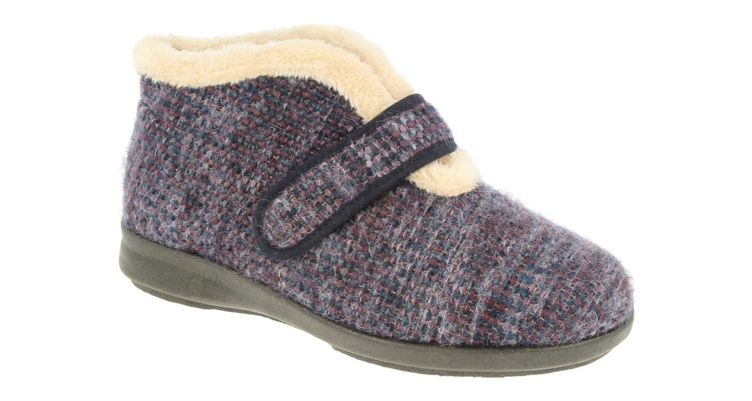 Womens Wide Fit DB Duck Boots in Navy / Purple - Image 3