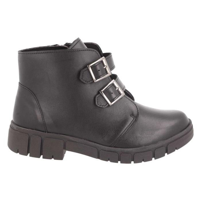 Women's Wide Fit DB Penelope Buckle Boots in Black Leather - Image 2