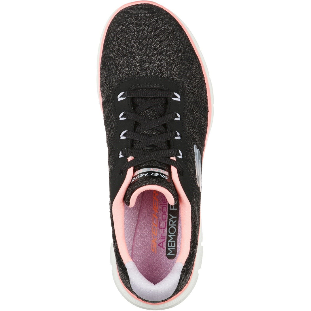 Women's Wide Fit Skechers 149570 Flex Appeal 4.0 Fresh Move Trainers - Black/Coral in Black/Coral - Image 4