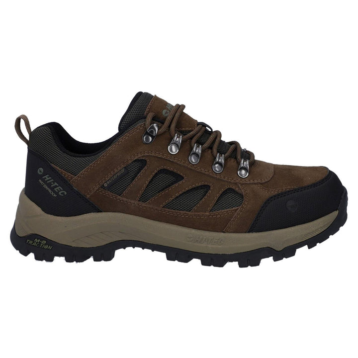 Men's Wide Fit Hi-tec Bandera Expedition Low Hiker Waterproof Trainers in Smokey Brown/Khaki - Image 1