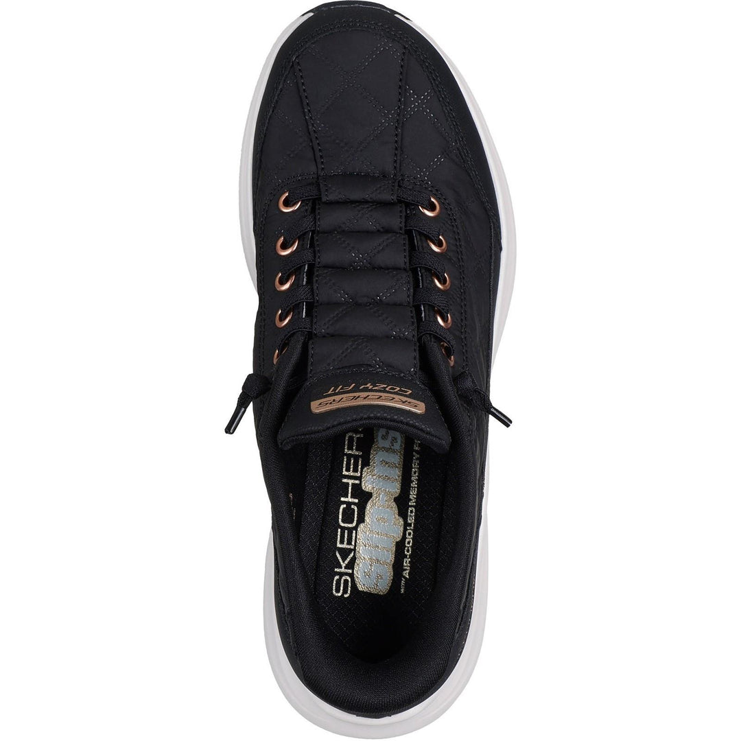 Women's Wide Fit Skechers 150413 Slip-ins Contour Foam Cozy Fit Golden Hour Trainers in Black/Rose Gold - Image 5