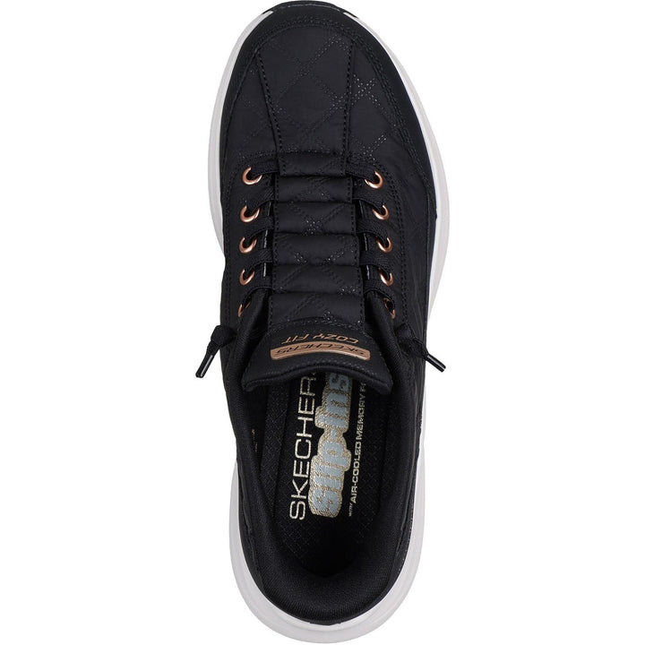 Women's Wide Fit Skechers 150413 Slip-ins Contour Foam Cozy Fit Golden Hour Trainers in Black/Rose Gold - Image 1