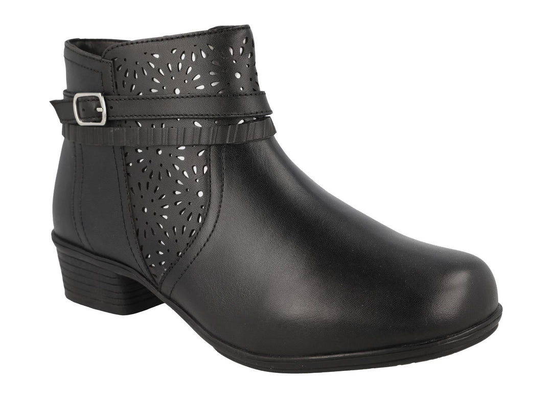 Women's Wide Fit DB Sky Boots in Black Leather - Image 3
