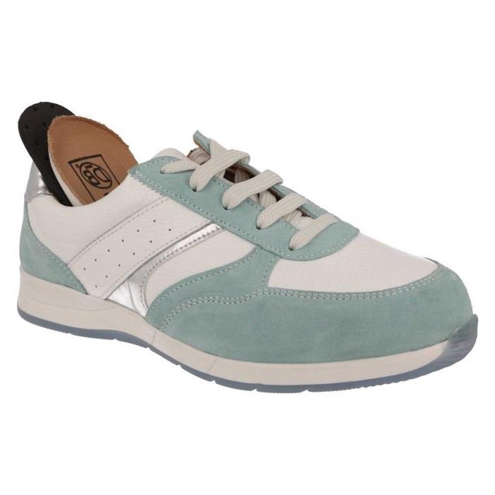 Women's Wide Fit DB Miriam Trainers in Blue Suede / White Leather - Image 1