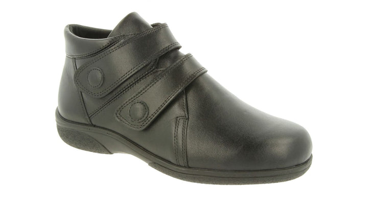 Womens Wide Fit DB Woodpecker Boots in Black Leather - Image 1