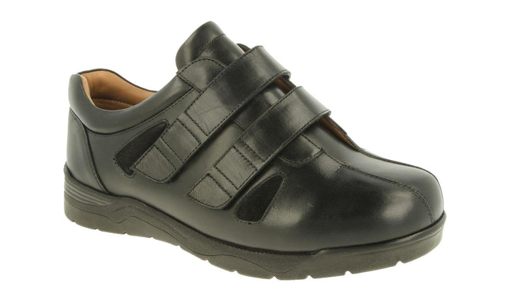 Mens Wide Fit DB Darren Shoes in Black Leather - Image 1