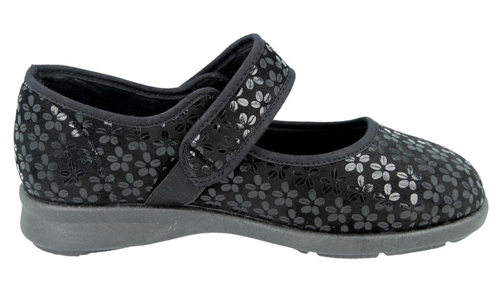 Womens Wide Fit DB Vermont Shoes in Black Stretch - Image 1