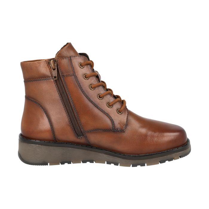 Womens Wide Fit Lace Up Boots by DB Shoes - Buckingham in Black Leather - Image 1