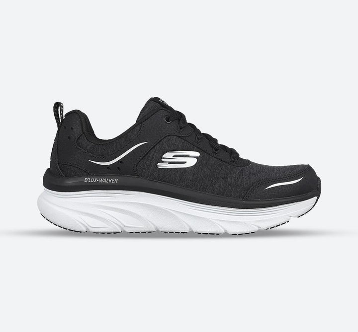 Women's Wide Fit Skechers Relaxed Fit 149336 D'lux Walker Cool Groove Trainers in Black/White - Image 1