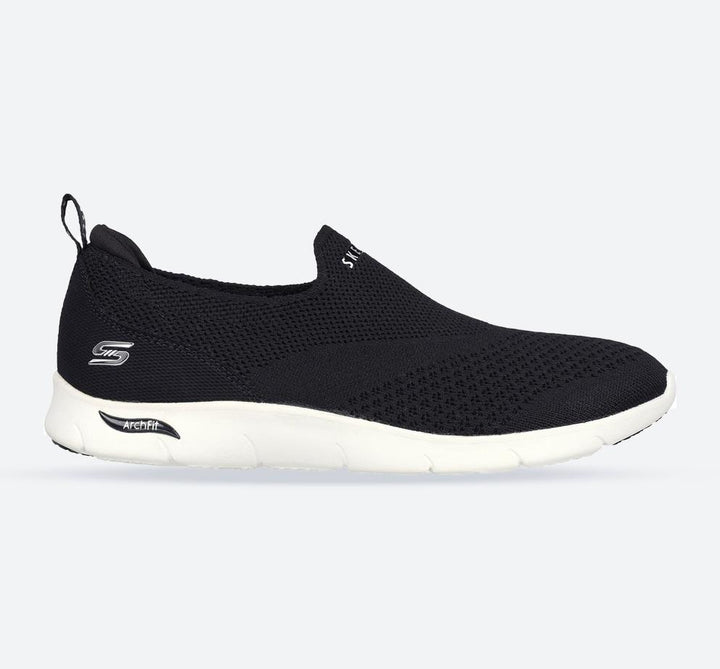 Women's Wide Fit Skechers 104164 Arch Fit Refine Don't Go Trainers - Black in Black - Image 1