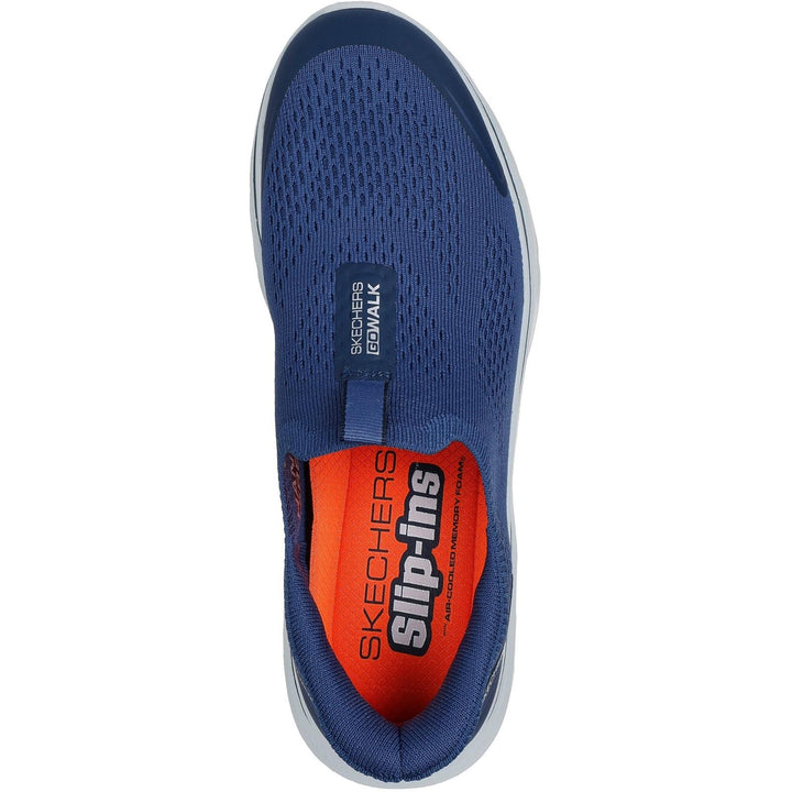 Men's Wide Fit Skechers 216553 Slip-ins Go Walk 7 Easy On Evolution Trainers in Black/Charcoal - Image 1