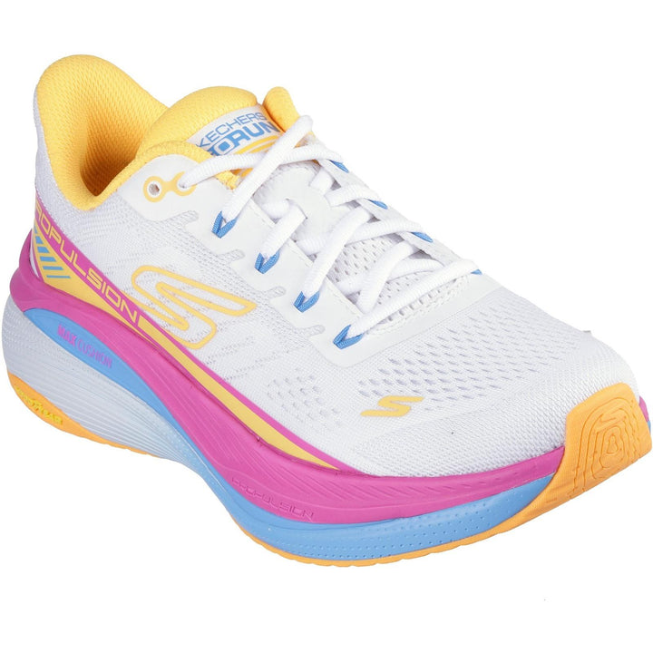 Women's Wide Fit Skechers 128901 Performance Max Cushioning Propulsion Trainers in Black/Purple - Image 1