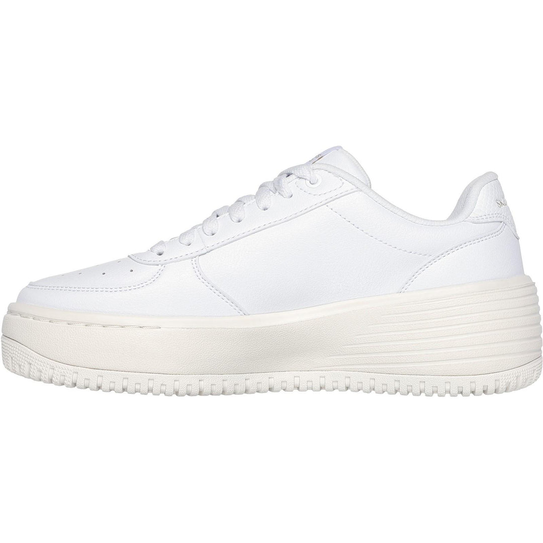 Women's Wide Fit Skechers 185110 Court Classics Grand 92 Be Lifted Trainers - White/Natural in White/Natural - Image 4