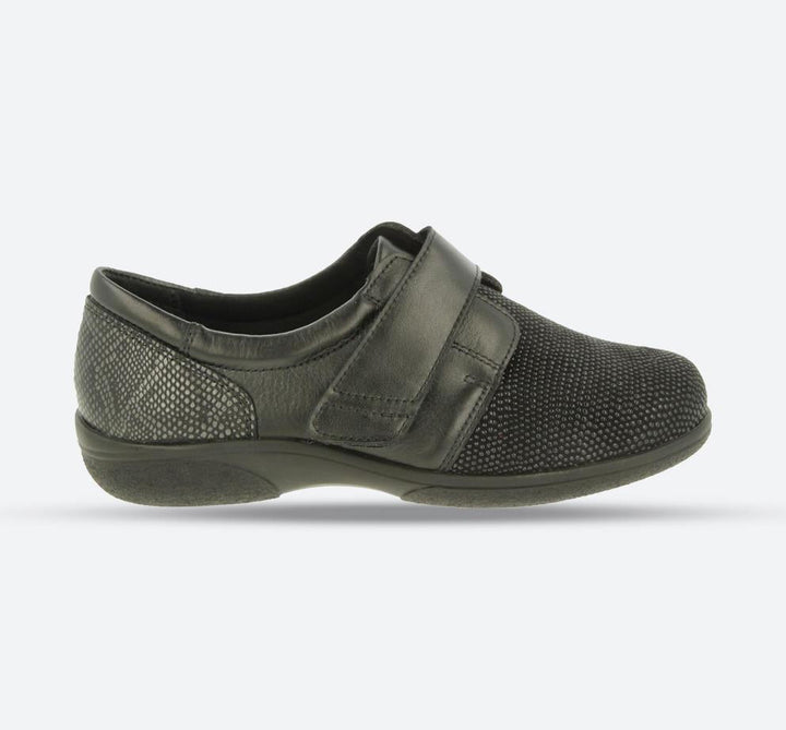 Womens Wide Fit DB Firecrest Shoes in Black / Stretch - Image 1
