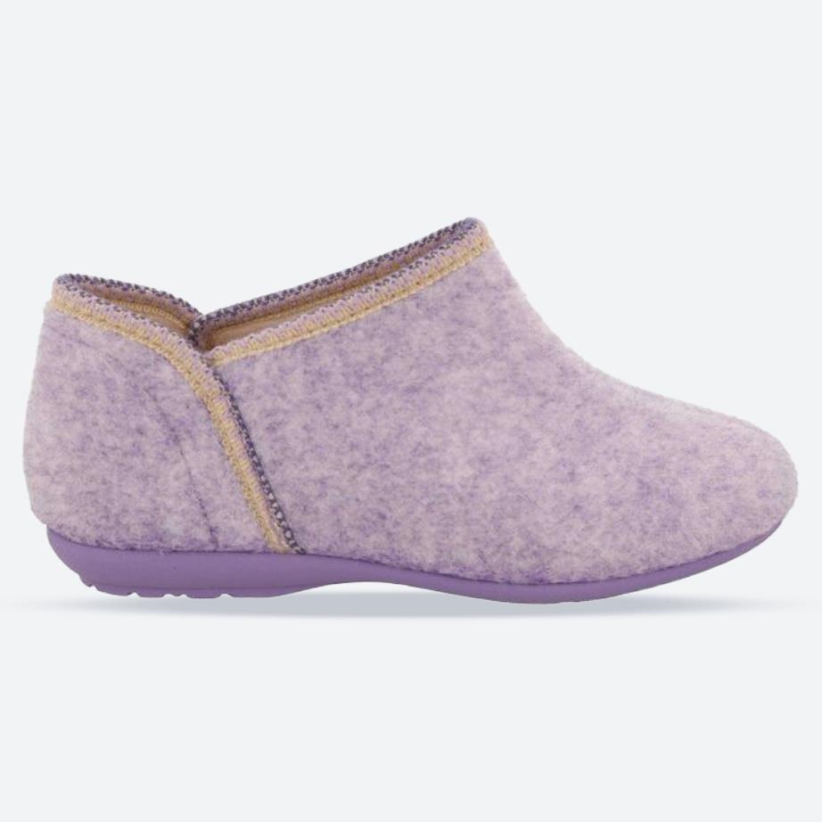 Women's Wide Fit DB Reedmace Ankle Slippers in Lilac Felt - Image 1