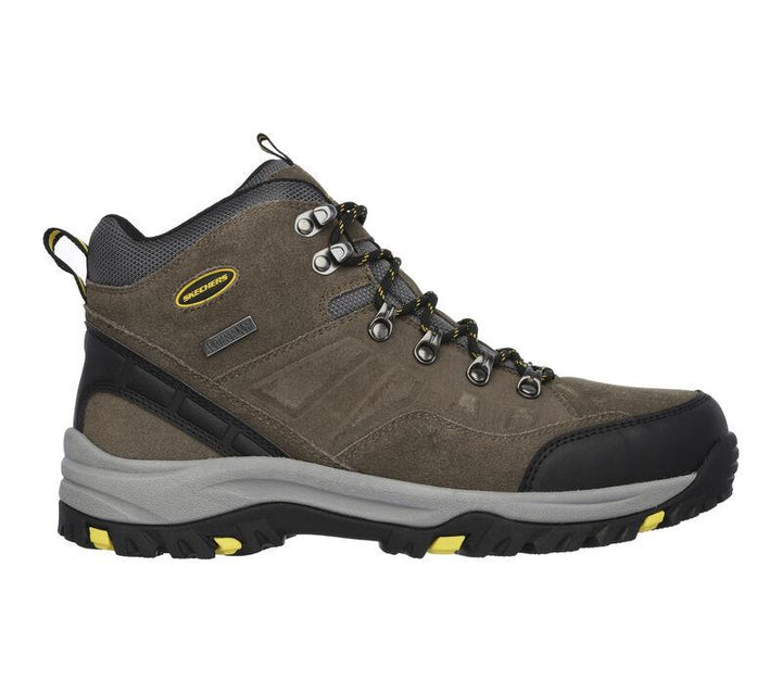 Men's Wide Fit Skechers 64869 Relaxed Fit Relment Pelmo Hiking Boots in Khaki - Image 1