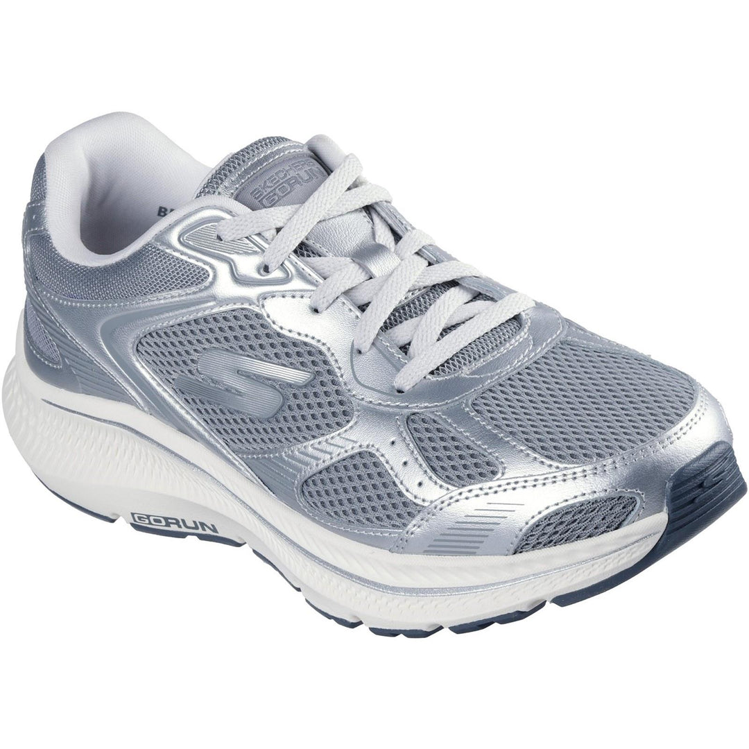 Women's Wide Fit Skechers 128633 Go Run Consistent 2.0 Volt Trainers in White/Silver/Black - Image 12