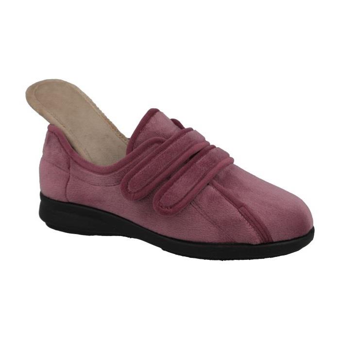Women's Wide Fit DB Fork Slippers in Black velour - Image 1