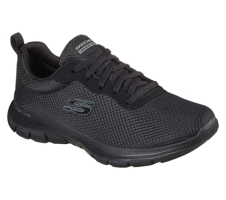 Womens Wide Fit Skechers Flex Appeal 4.0 - 149303 Walking Trainers - Black in Black - Image 1