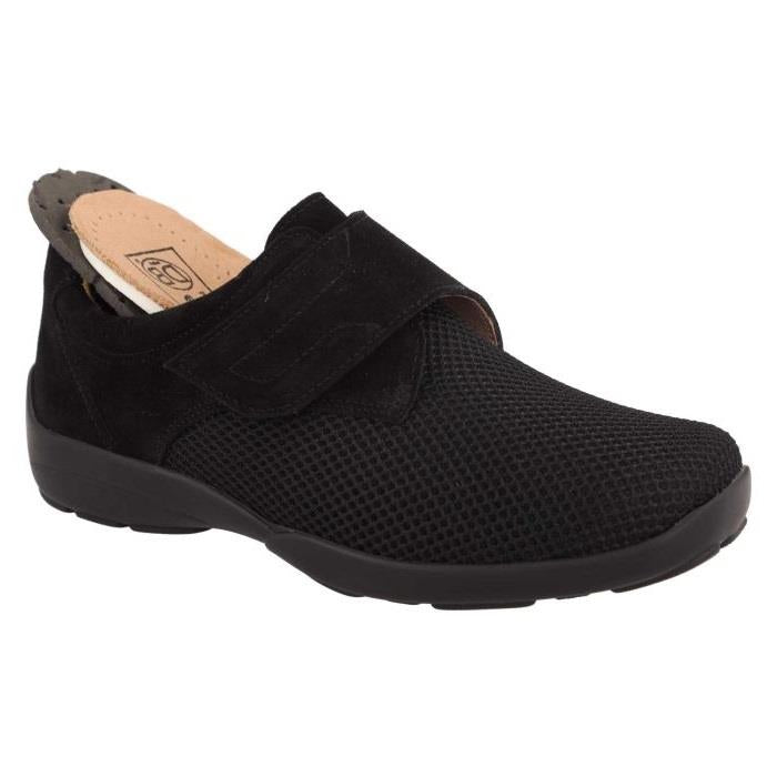 Women's Wide Fit DB Solitaire Trainers in Black Stretch / Black Suede - Image 1