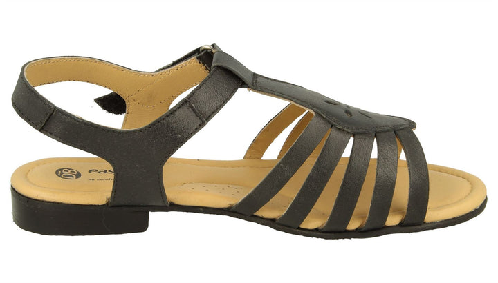 Women's Wide Fit DB Tundra Sandals in Black Leather - Image 1