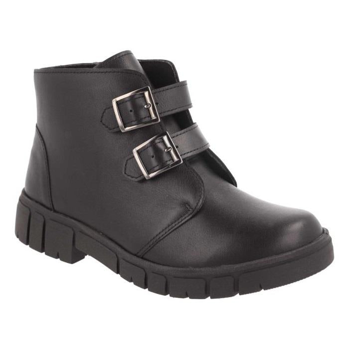 Women's Wide Fit DB Penelope Buckle Boots in Black Leather - Image 1