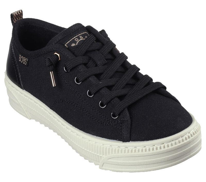 Women's Wide Fit Skechers Bobs Copa 114640 Canvas Shoes in Black - Image 1
