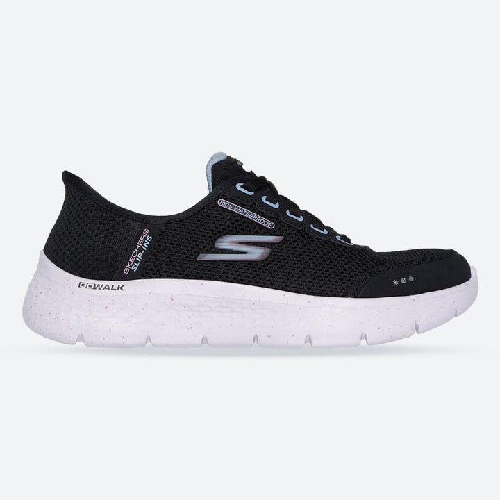 Women's Wide Fit Skechers 124846 Go Walk Flex Clear Creek Trainers in Black/Mauve - Image 1