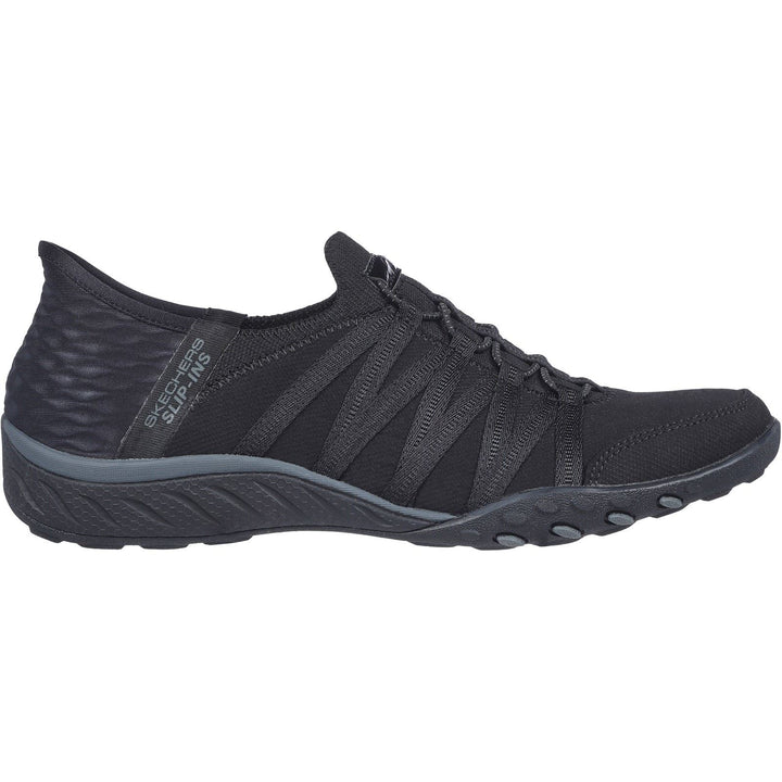 Women's Wide Fit Skechers 100593 Breathe Easy Roll With Me Trainers - Black in Black - Image 1