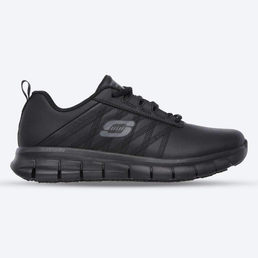 Women's Wide Fit Skechers 76576EC Sure Track Erath Occupational Trainers in Black - Image 1