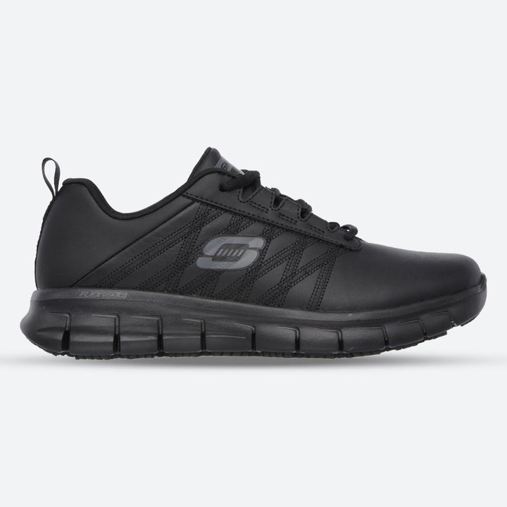 Women's Wide Fit Skechers 76576EC Sure Track Erath Occupational Trainers in Black - Image 1