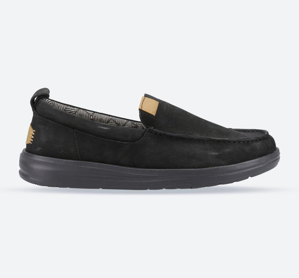 Men's Heydude 40173 Wally Grip Moc Craft Leather Shoes - Black in Black - Image 1