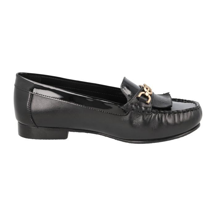 Women's Wide Fit DB Mustang Shoes in Black Leather / Patent - Image 2