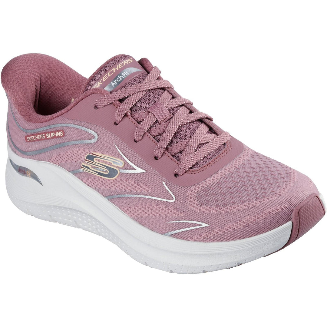 Women's Wide Fit Skechers 150328 Slip-ins Arch Fit 2.0 Sleek Stride Trainers in Dark Mauve - Image 3