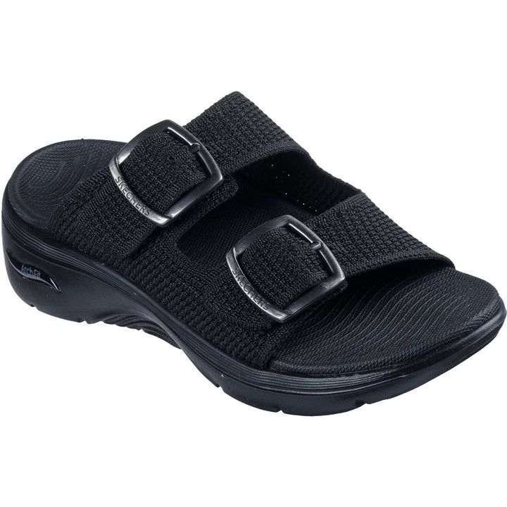 Women's Wide Fit Skechers Go Walk Arch Fit 2.0 Destined Sandals in Black - Image 1