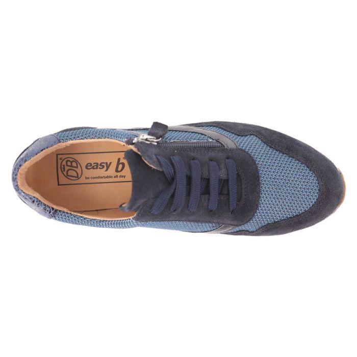 Women's Wide Fit DB Ava Lace Up Trainers in Black Leather / Gold Mesh - Image 11