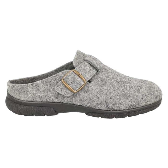 Men's Wide Fit DB Skyfall Mule Buckle Slippers in Navy Felt - Image 1