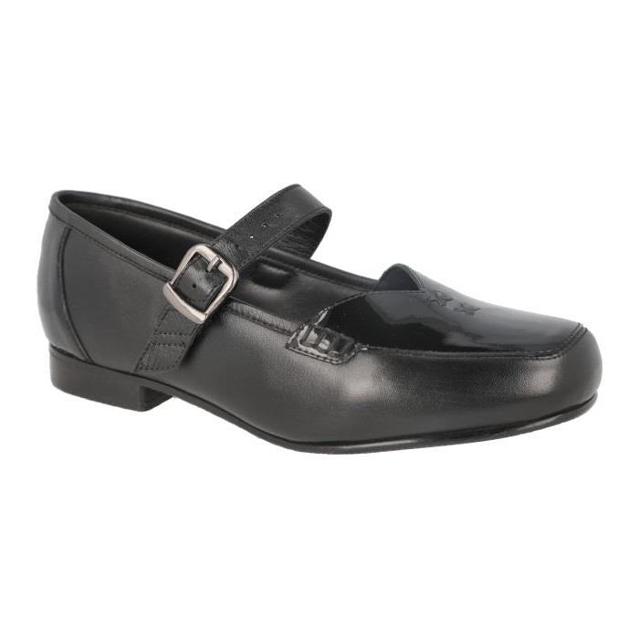 Women's Wide Fit DB Fowey Shoes in Black Leather / Patent - Image 4