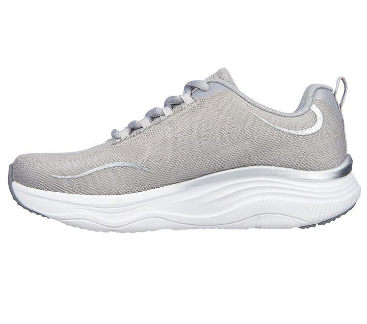 Women's Wide Fit Skechers 149837 D'lux Fitness Pure Glam Trainers in Grey/Silver - Image 1