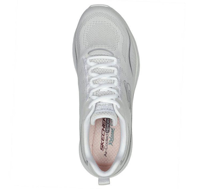 Women's Wide Fit Skechers 149837 D'lux Fitness Pure Glam Trainers in Grey/Silver - Image 1